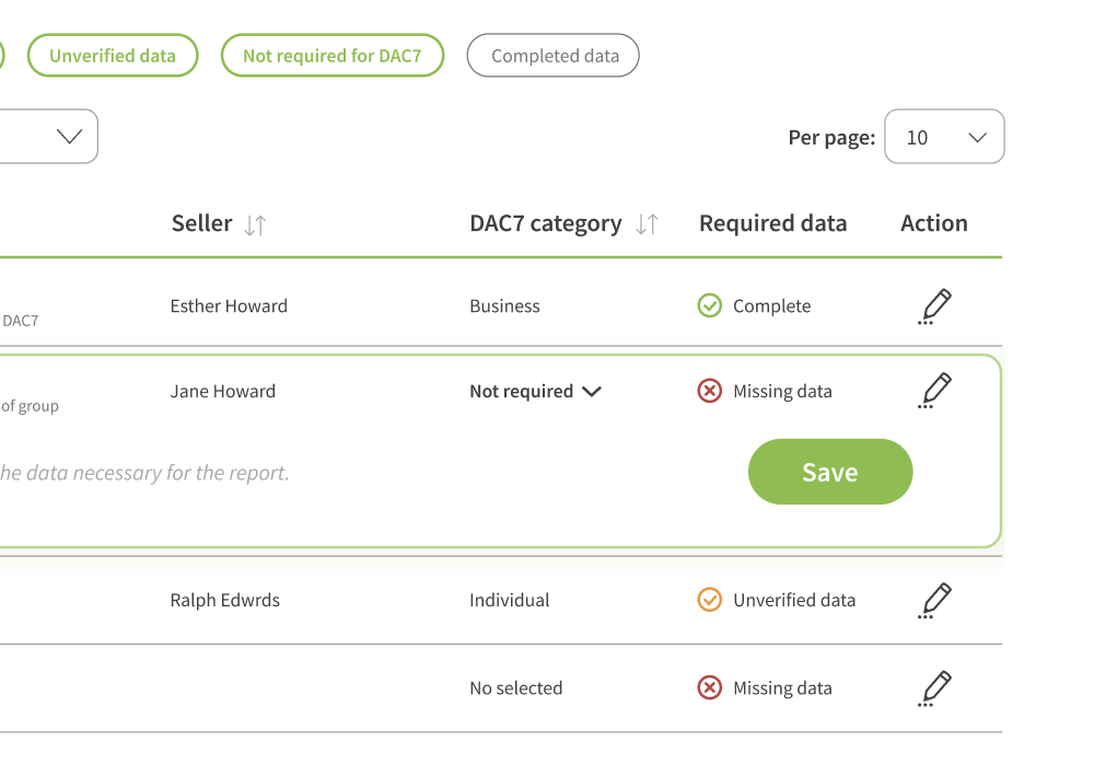 DAC 7 Compliance UI